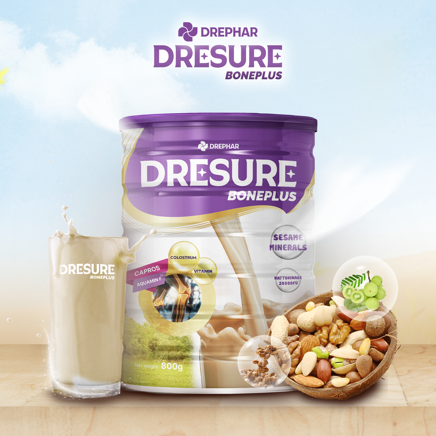 Sữa Bột Dresure BonePlus lon 800g